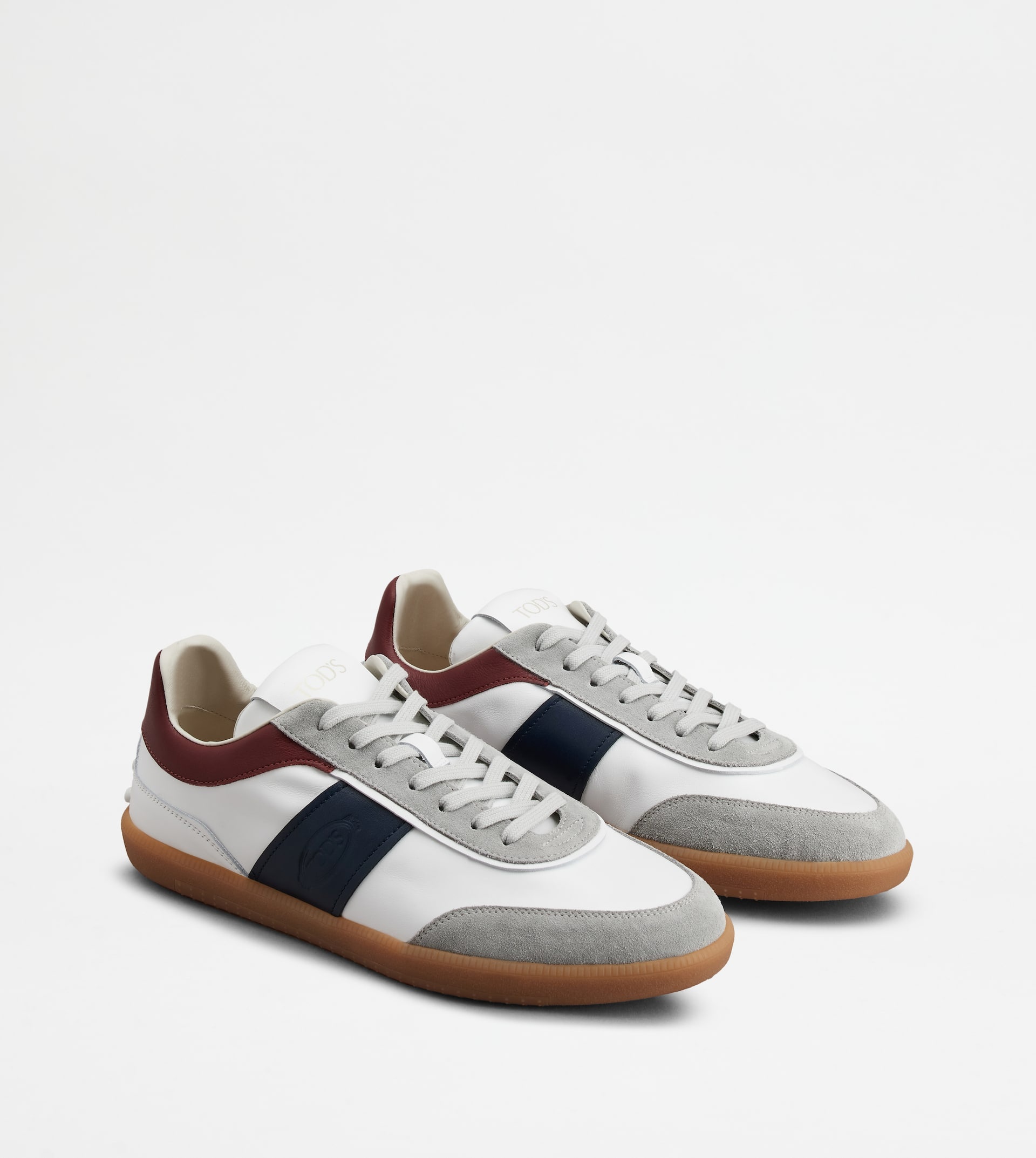 TOD'S TABS SNEAKERS IN SUEDE - WHITE, BLUE, BURGUNDY - 4