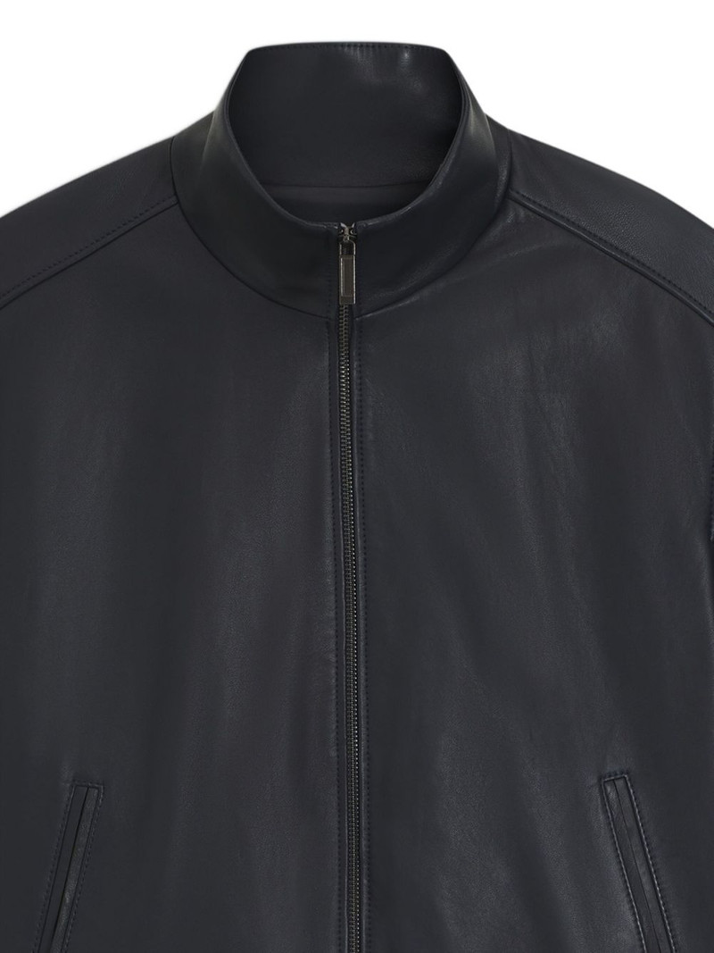 BOSS zip-up leather bomber jacket outlook