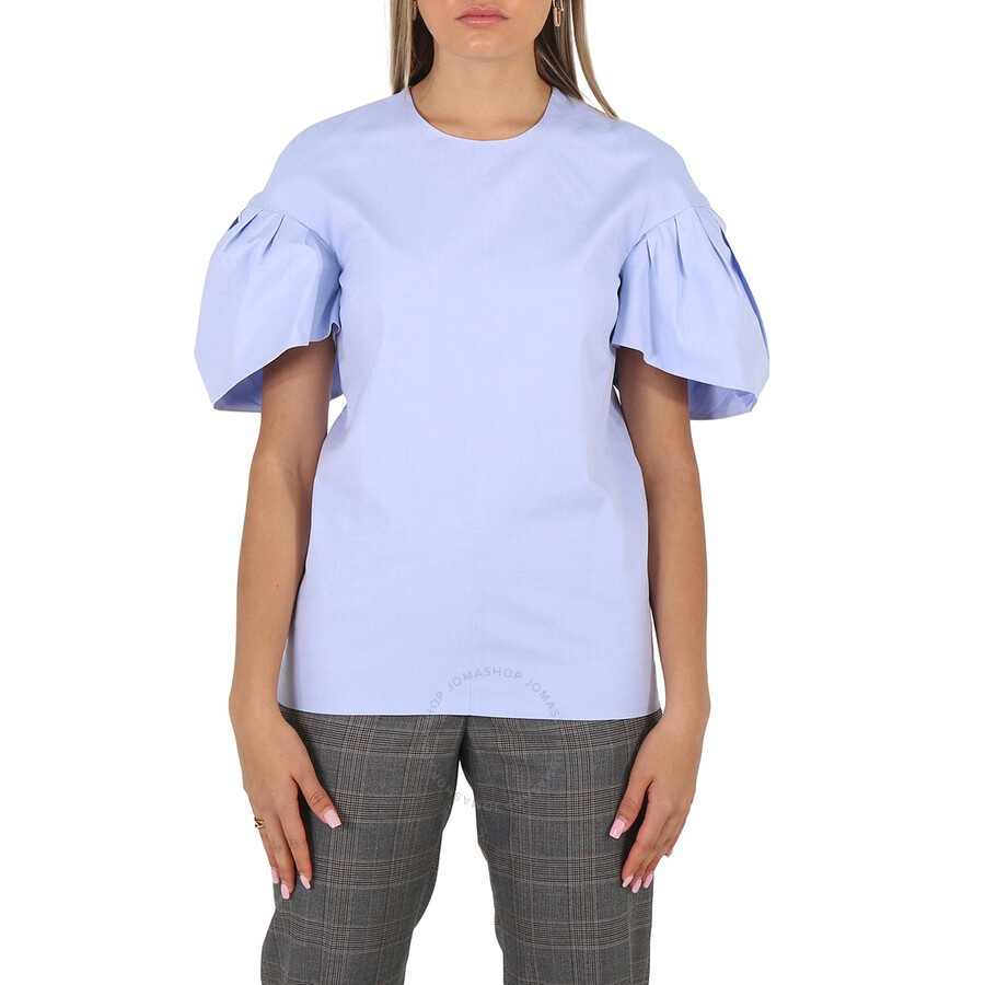 Victoria Beckham Ladies Knit Tops Light Blue Tuck Sleeve Top, Brand - 3