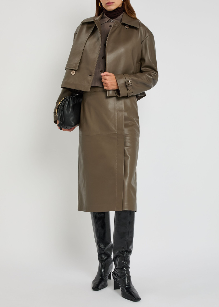 Joseph Panelled Wrap-effect Leather Midi Skirt - 3