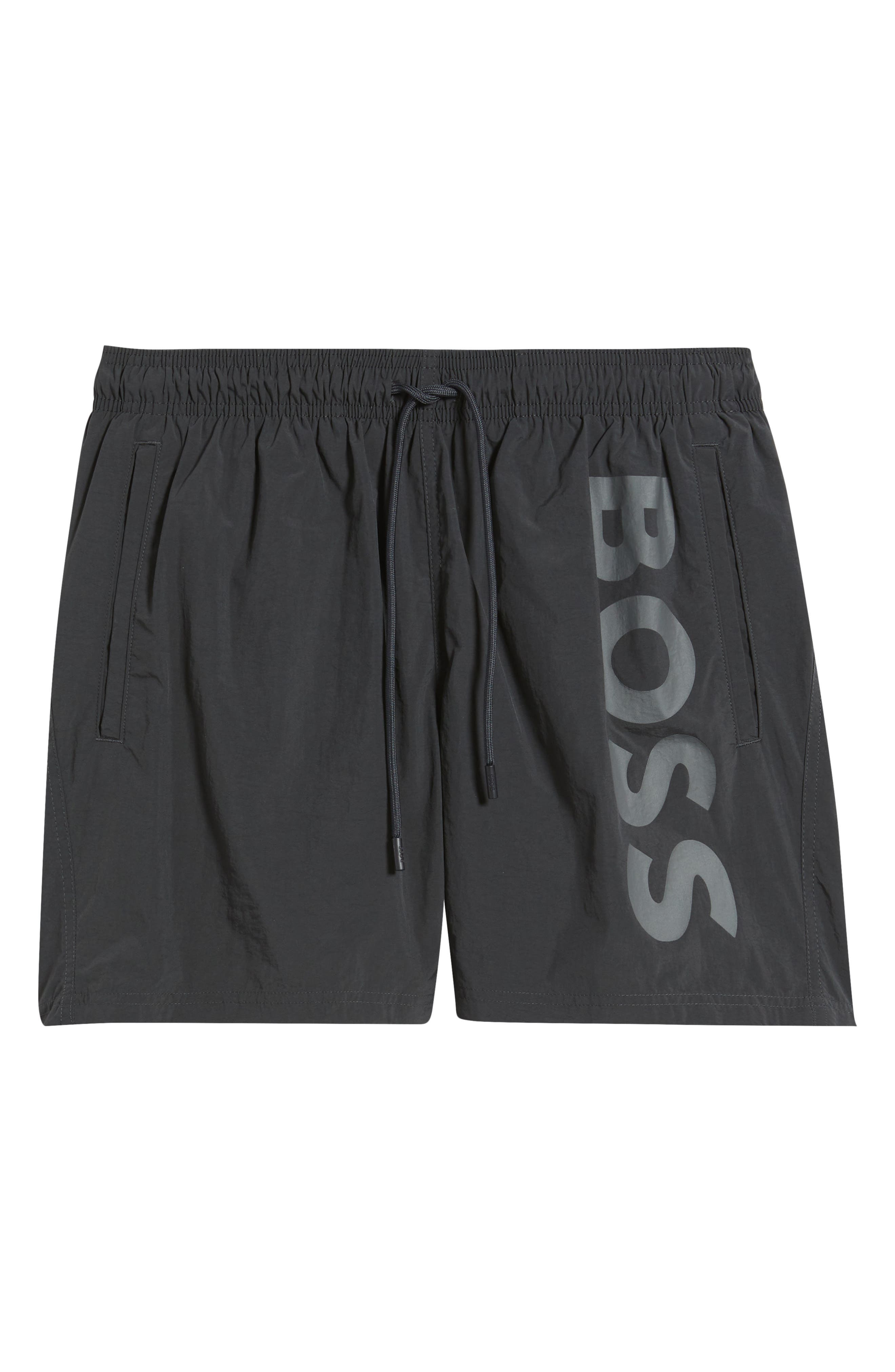 BOSS Octopus Swim Trunks in Dark Grey at Nordstrom - 6