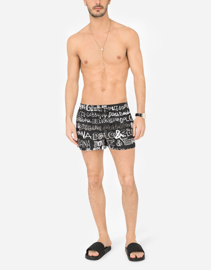 Short swim trunks with all-over Dolce&Gabbana print - 3