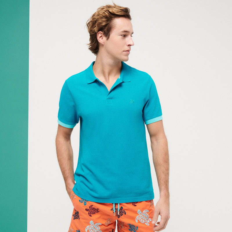 Men Cotton Pique Polo Shirt Solid 3