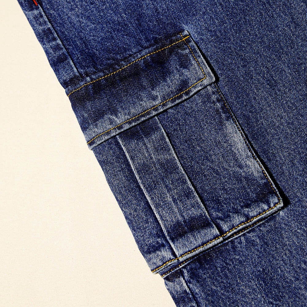 Blue Denim Cargo Jeans - 5
