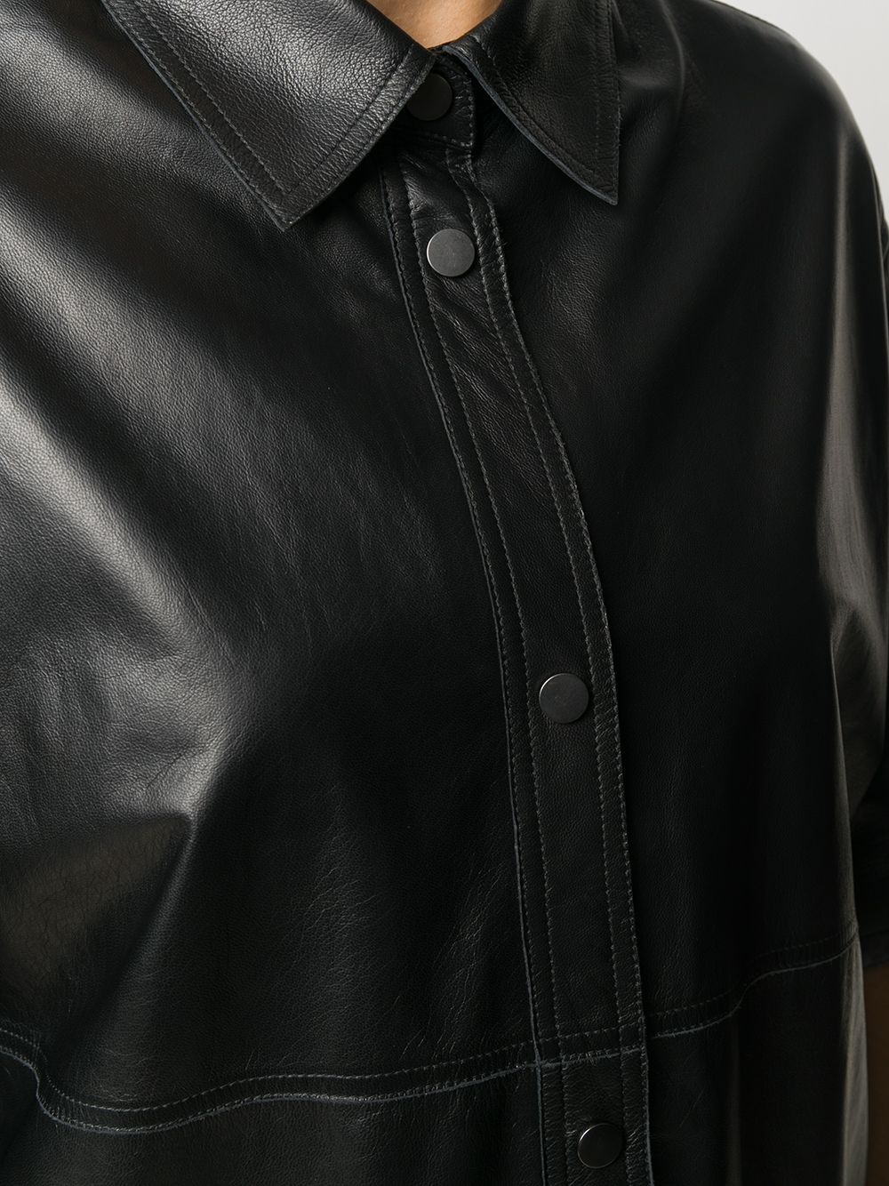 leather short-sleeve shirt - 5