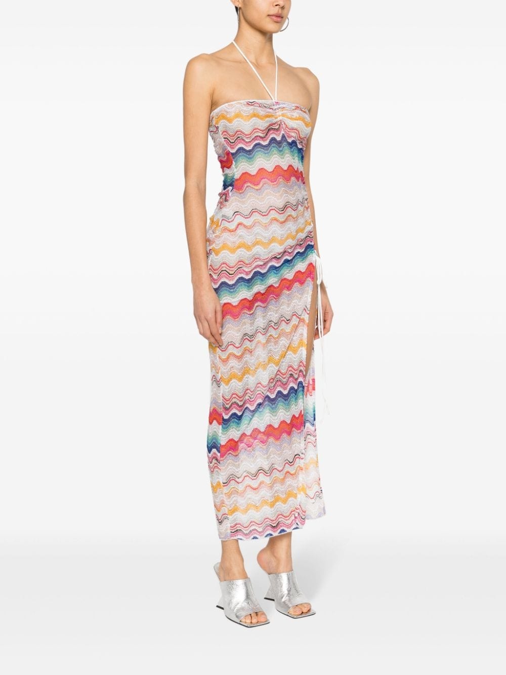 strapless zigzag midi dress - 3