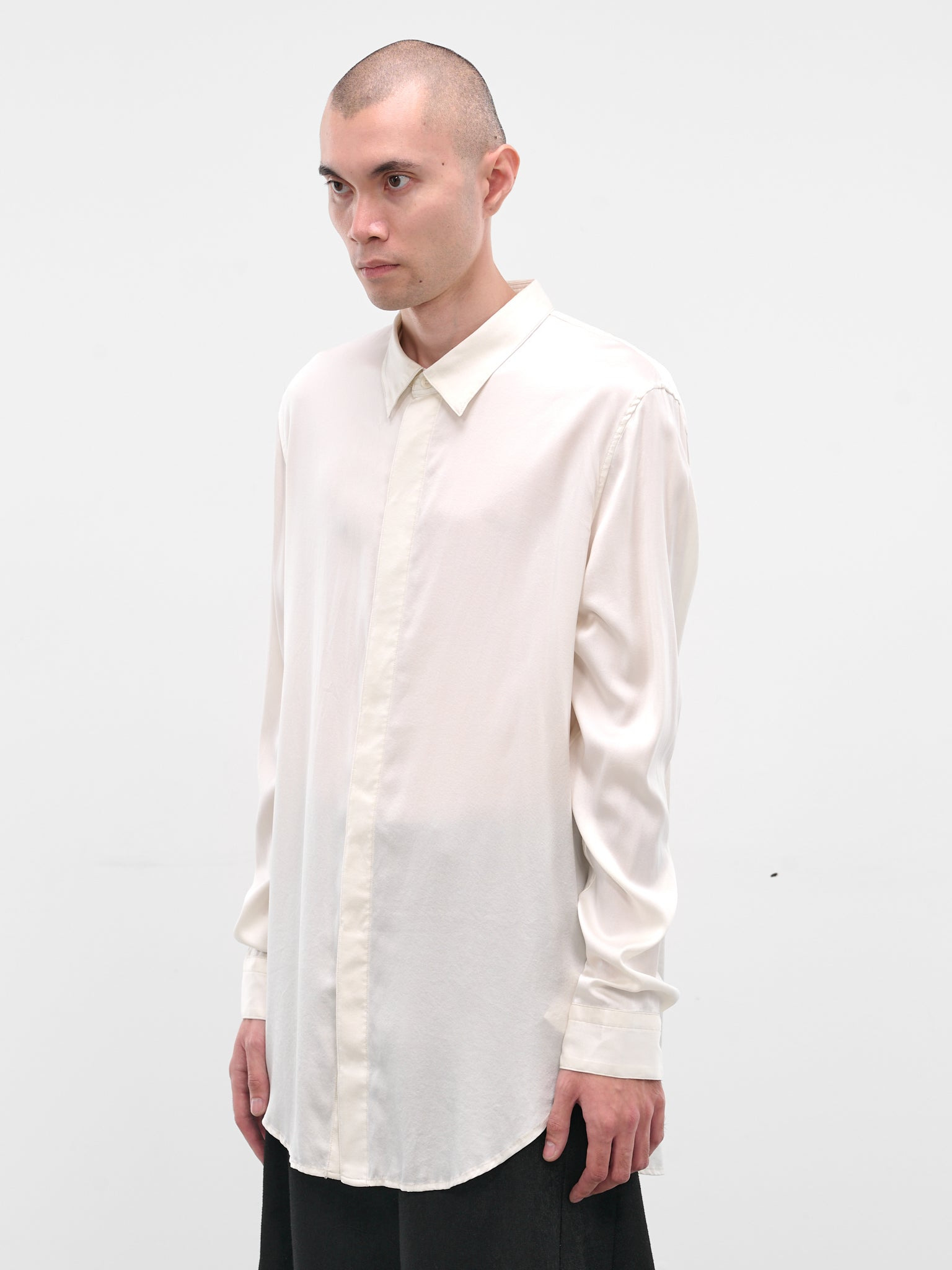Off-White Silk Button-Up Shirt - 2