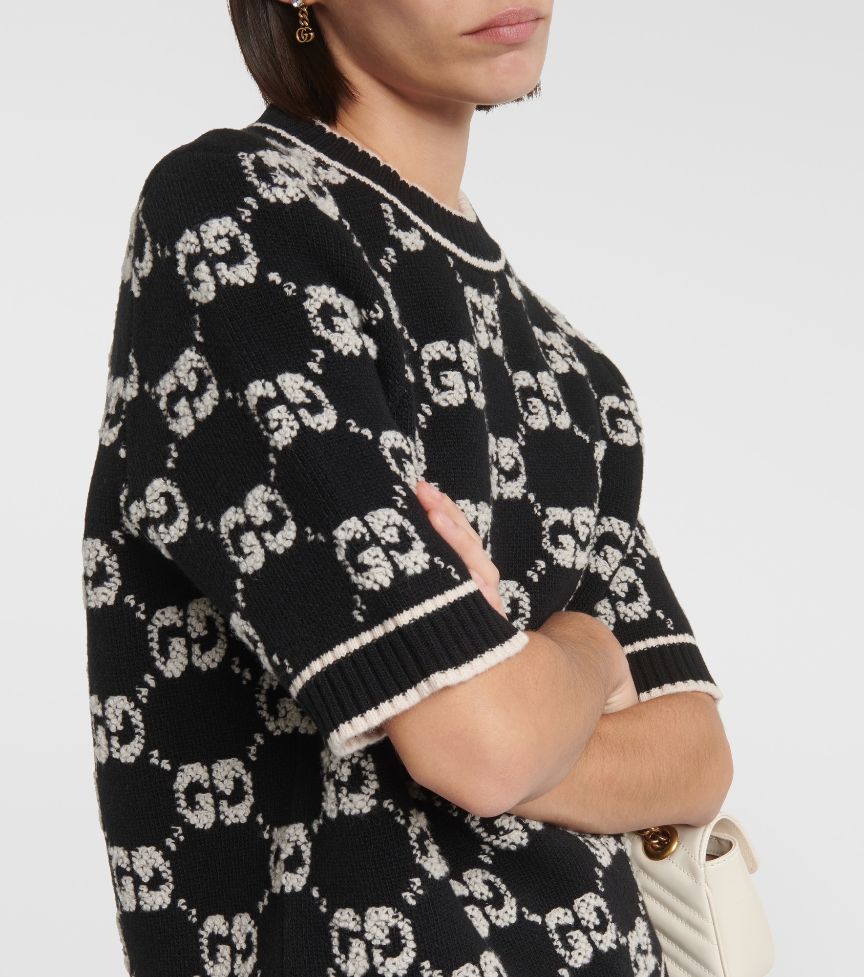 GG jacquard wool bouclé top - 4