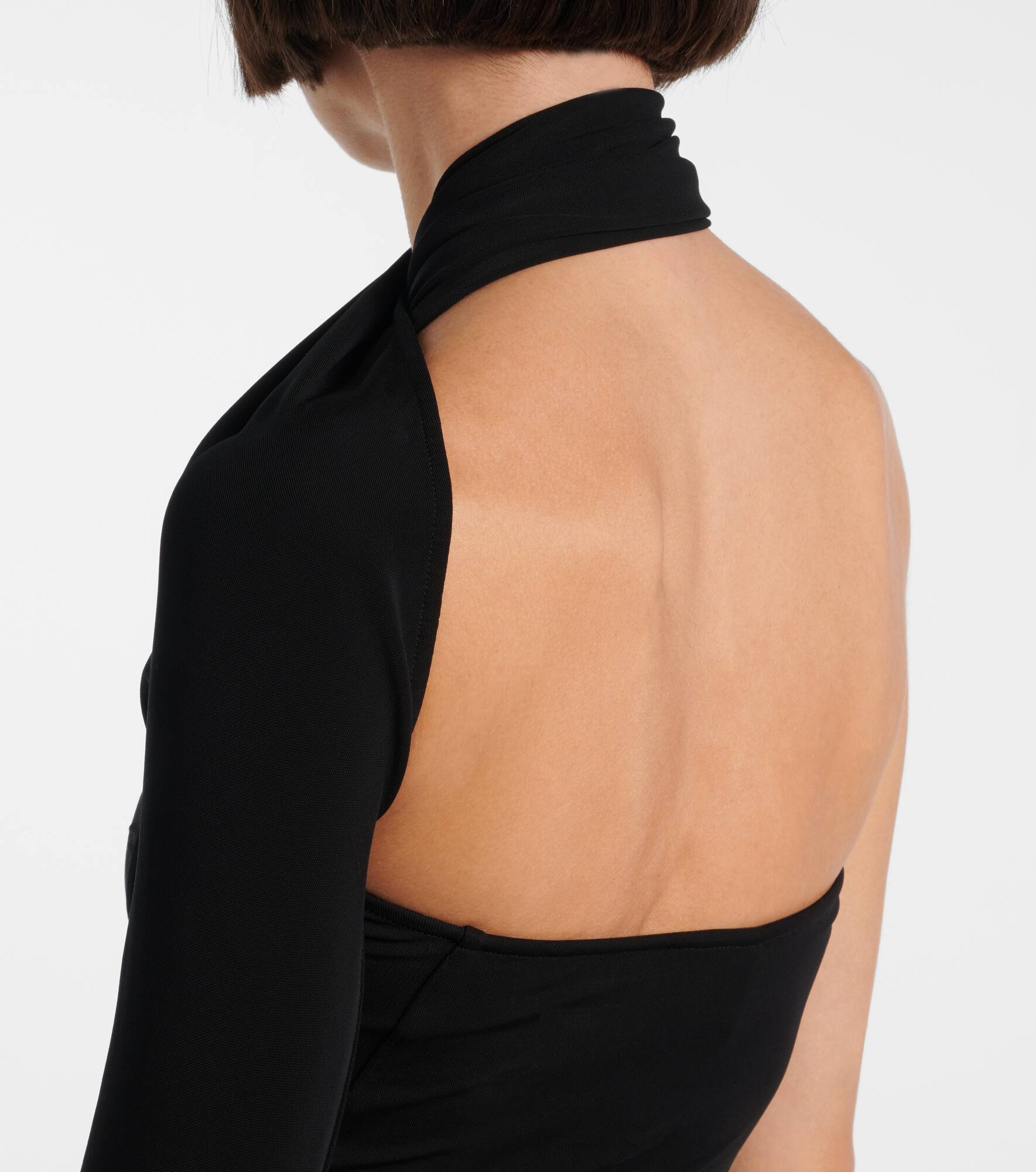 One-shoulder crêpe maxi dress - 5