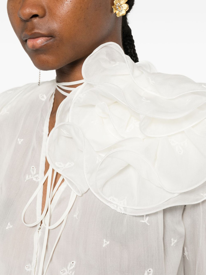 floral-embroidered ruffled blouse 5