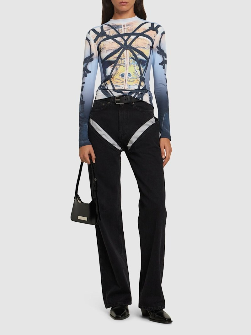Y/Project Bondage print jersey fitted top outlook
