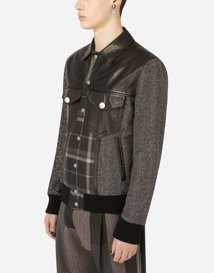 Wool patchwork jacket with leather details - 4