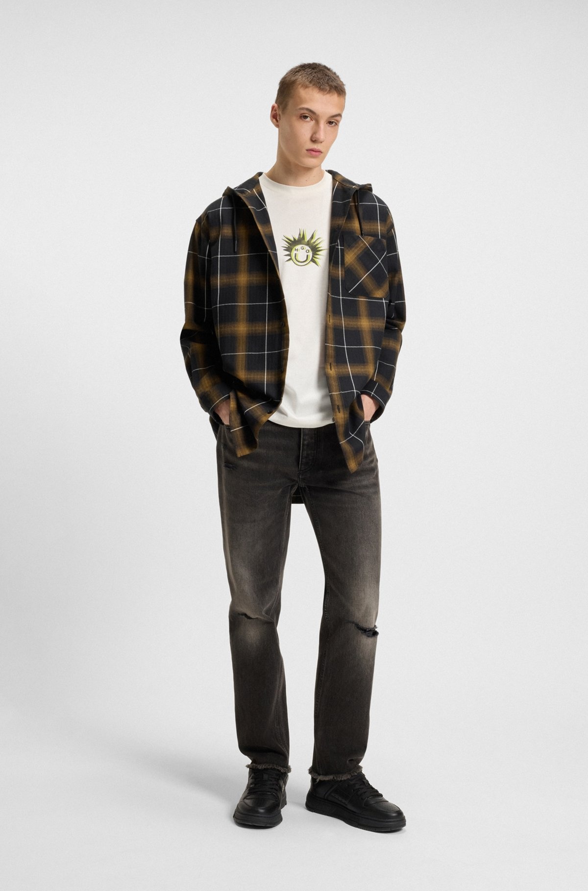 COTTON-JERSEY T-SHIRT WITH HAPPY HUGO ARTWORK - 4