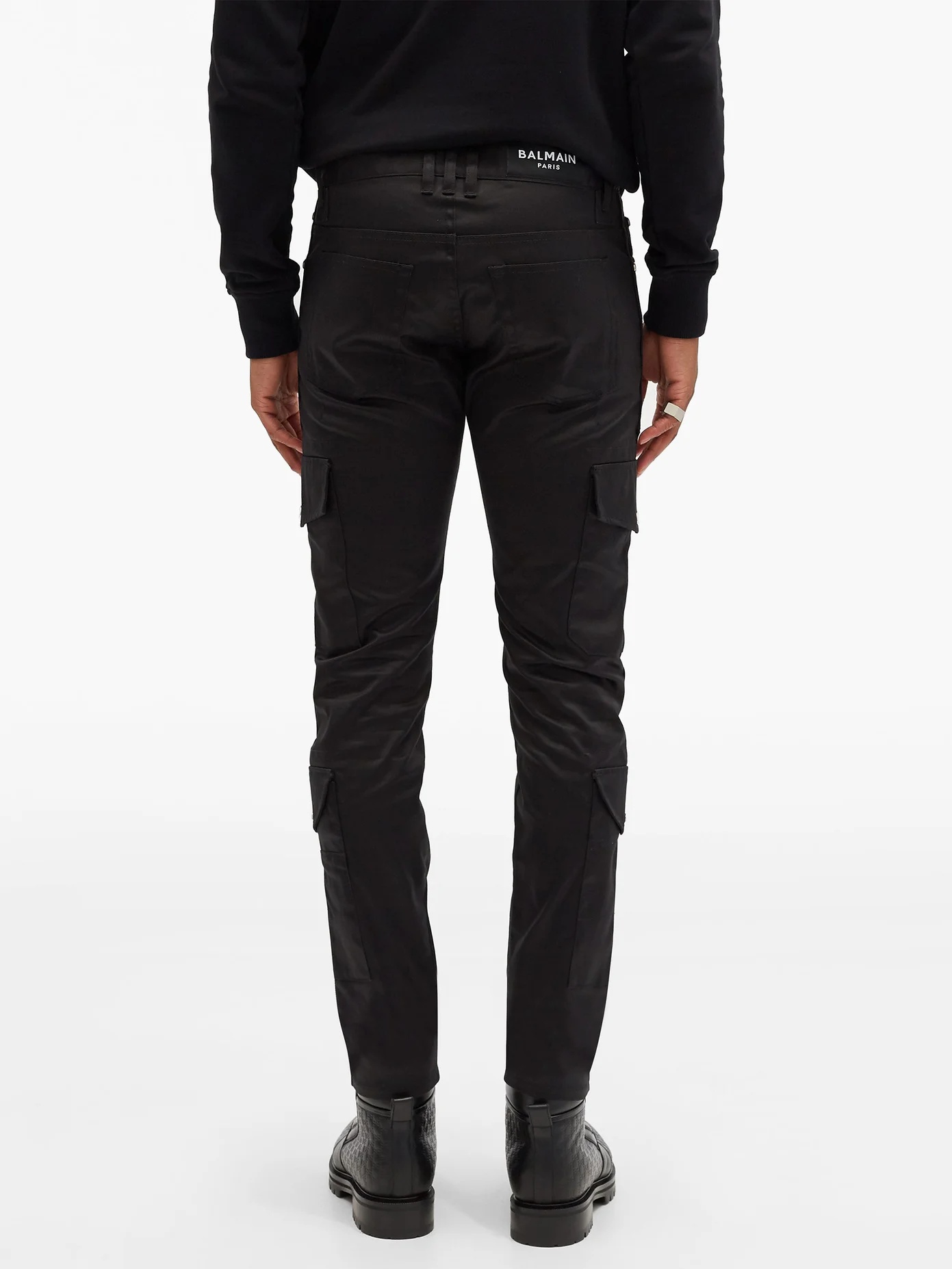 Logo-embroidered slim-leg cargo jeans - 5