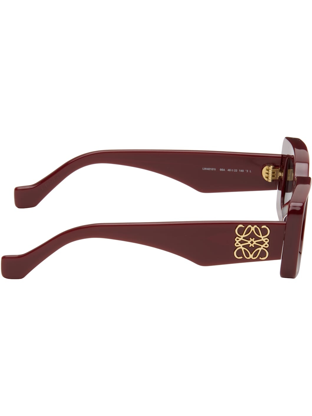 Burgundy Rectangular Sunglasses - 2