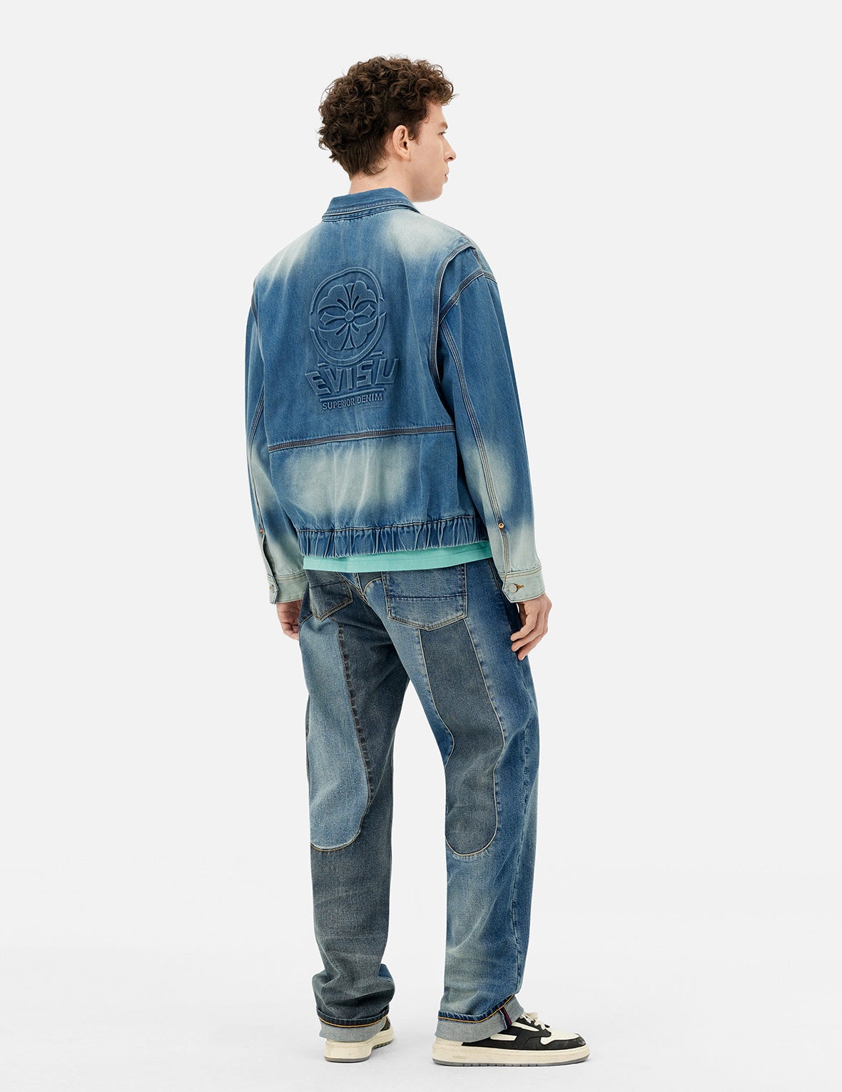 Emboss Kamon Relax Fit Worker Denim Jacket - 4