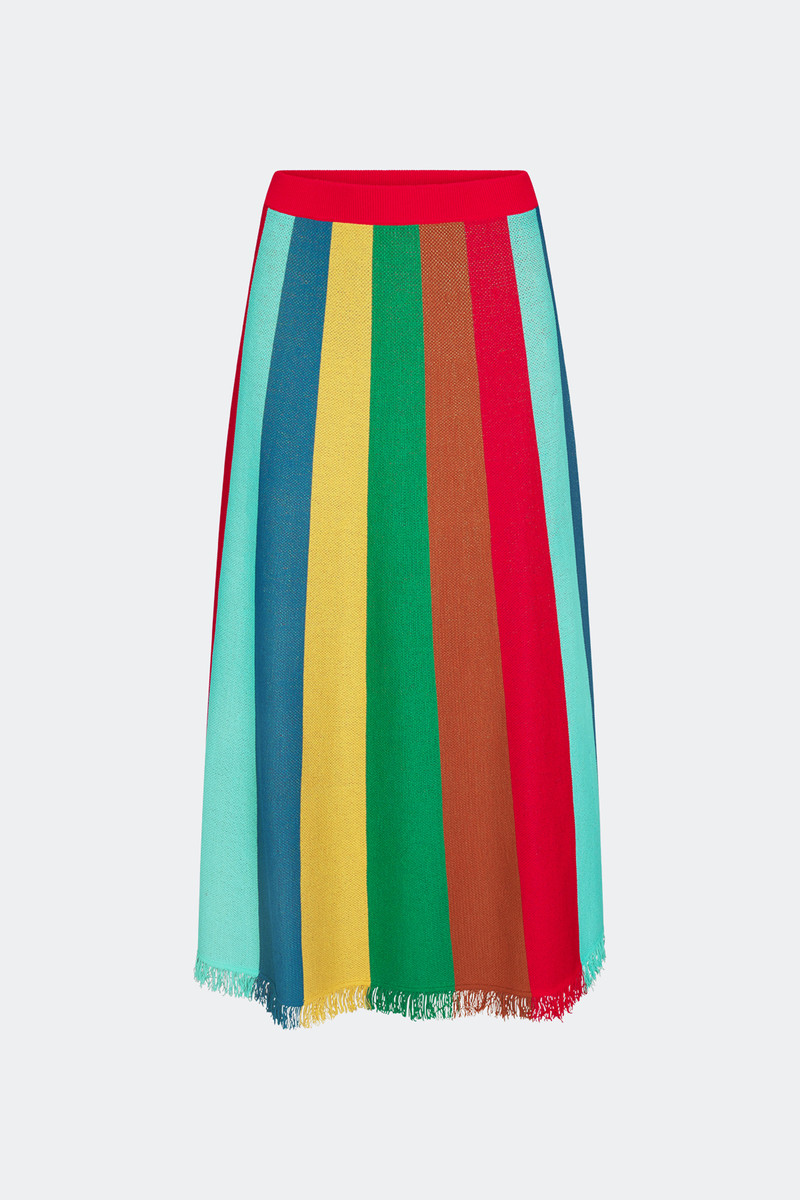 SIMONMILLER Alita Knit Skirt In Vibrant Multi Stripe outlook