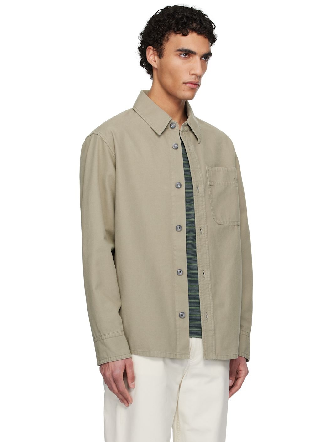 A. P.C. Khaki Basile Brodée Poitrine Overshirt - 2
