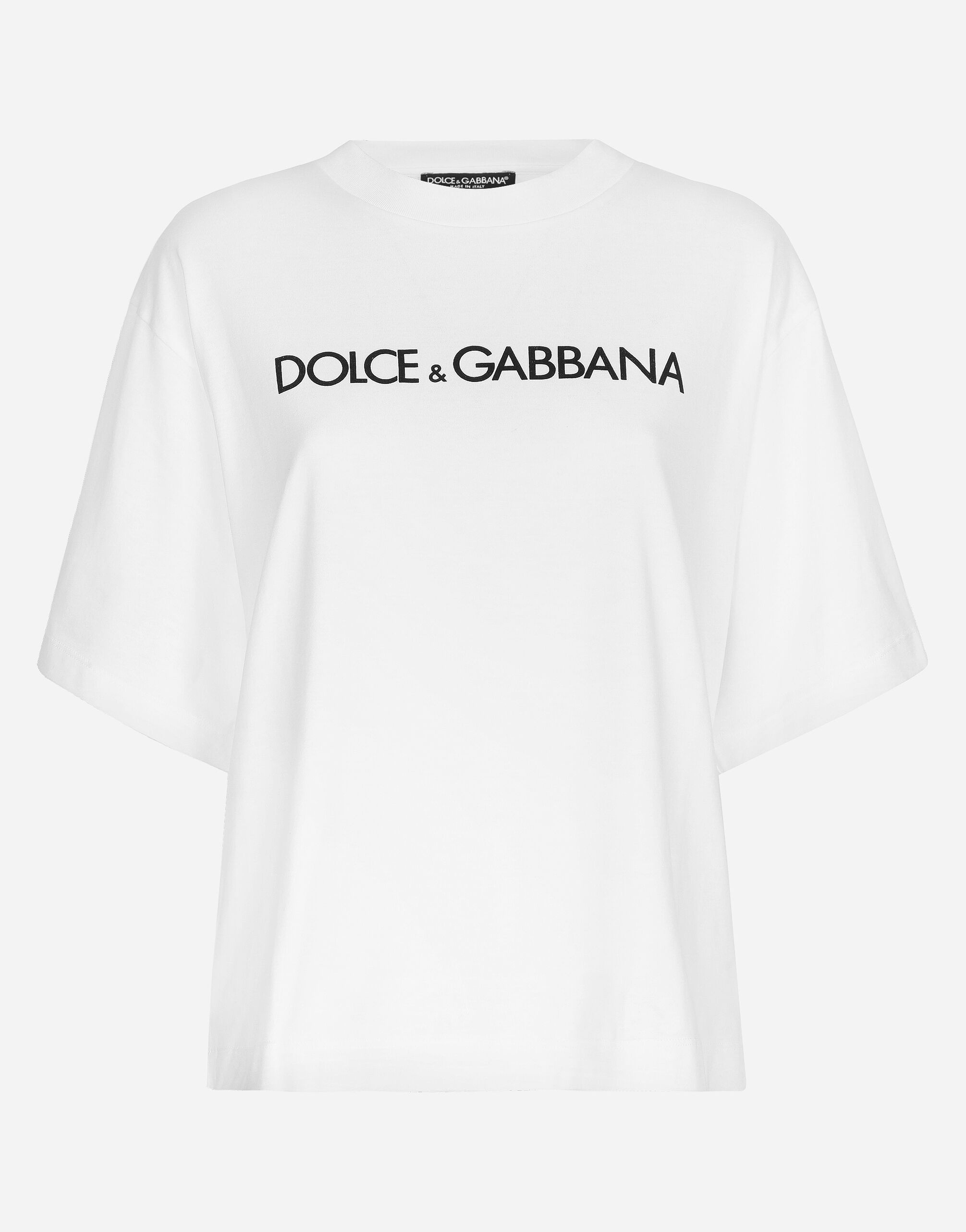 Short-sleeved cotton T-shirt with Dolce&Gabbana lettering - 1