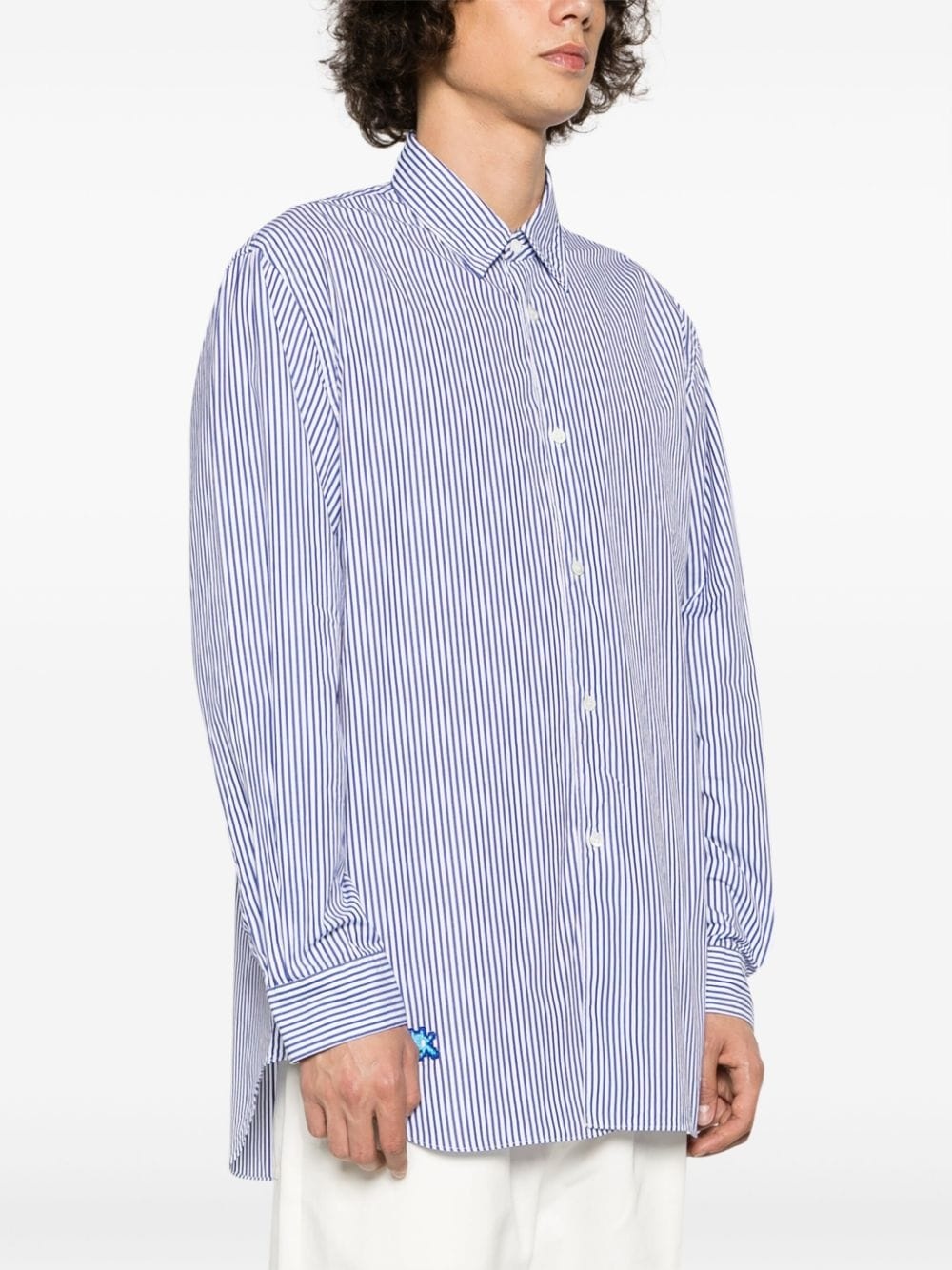 x Invader Pixel-patch striped cotton shirt - 3