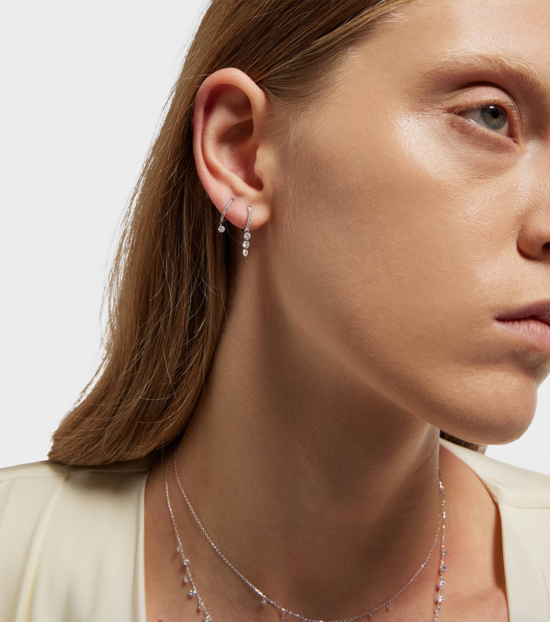 18kt gold single earring with diamonds - 5