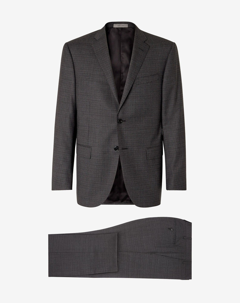 Grey stretch wool suit with micro-pattern 1