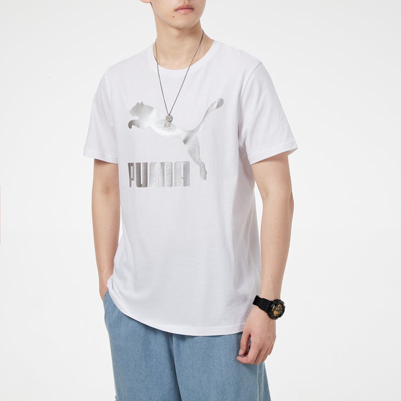 PUMA Athleisure Casual Sports Logo Printing Short Sleeve White 532280-52 - 5