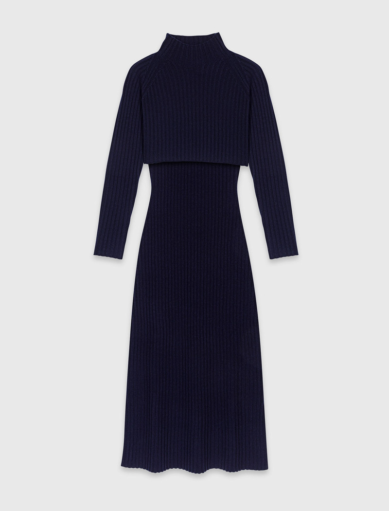 Knit maxi dress with removable sweater 1