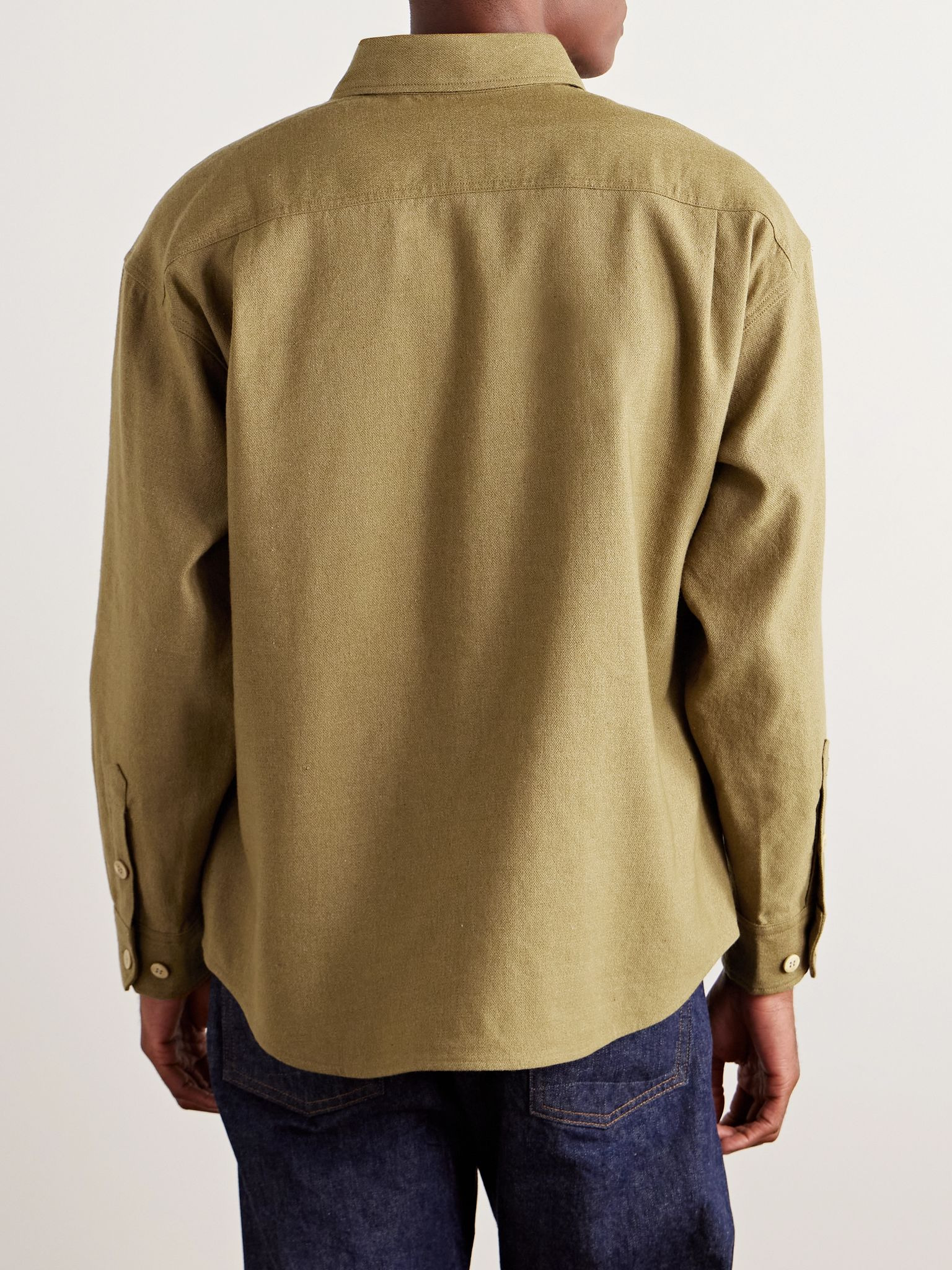 Wool and Linen-Blend Overshirt Green - 4