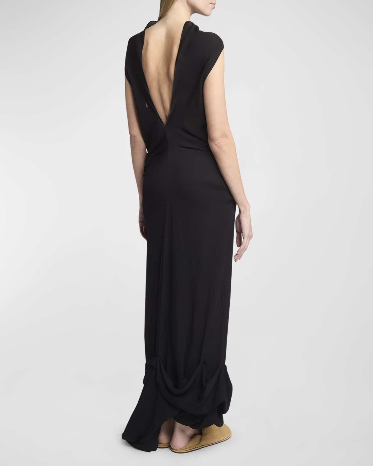 Twisted Drape Sleeveless Backless Maxi Dress - 4