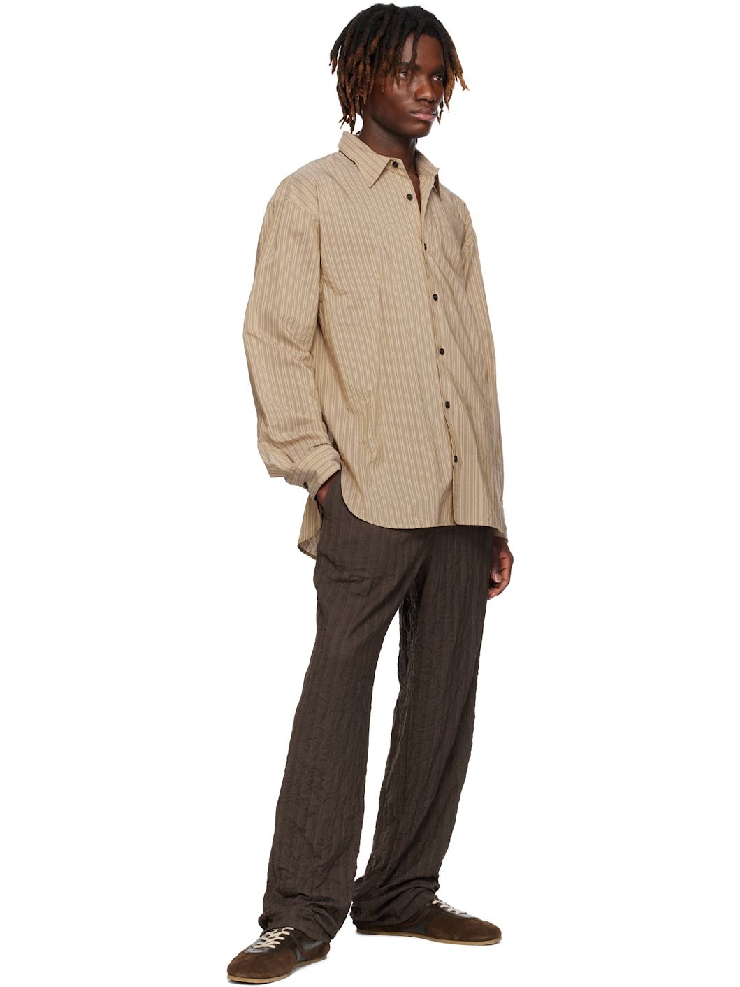 Brown Drawstring Trousers - 4