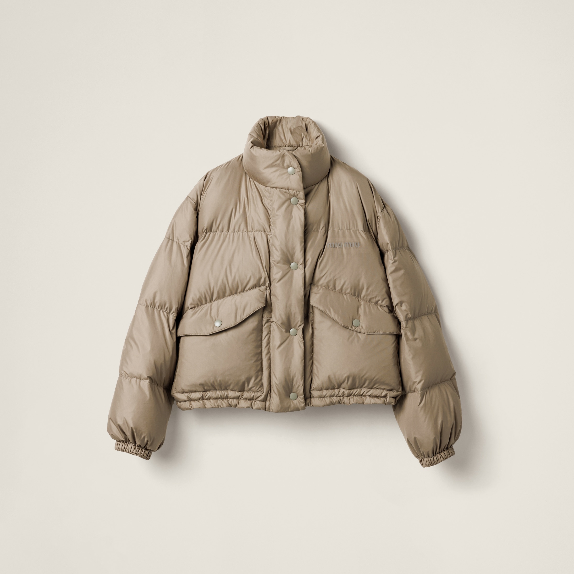 Technical pongé down jacket - 1