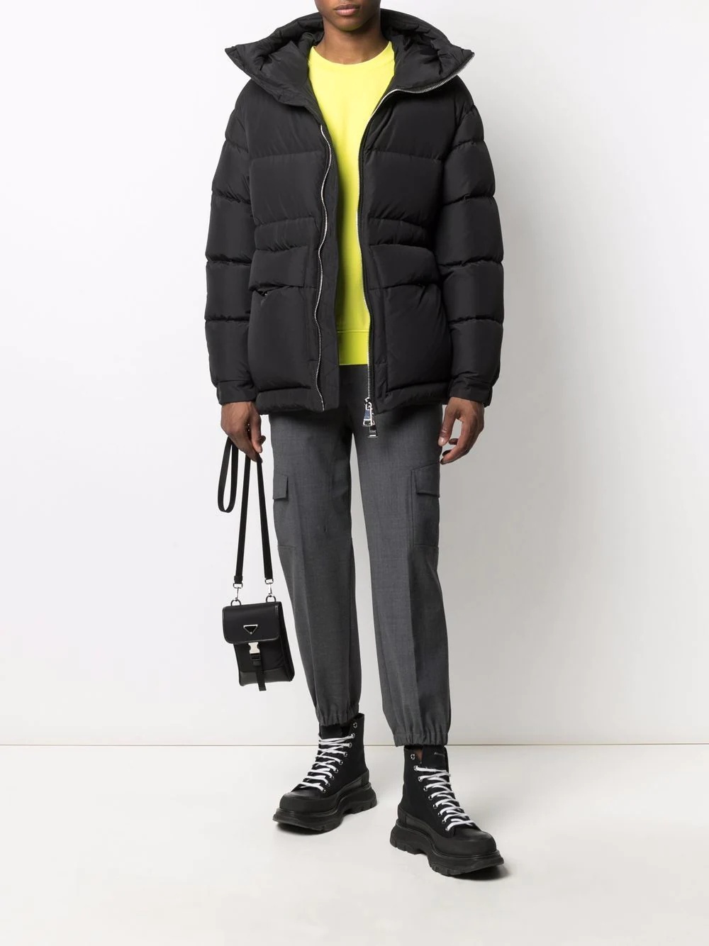 hooded zip-up padded coat - 3