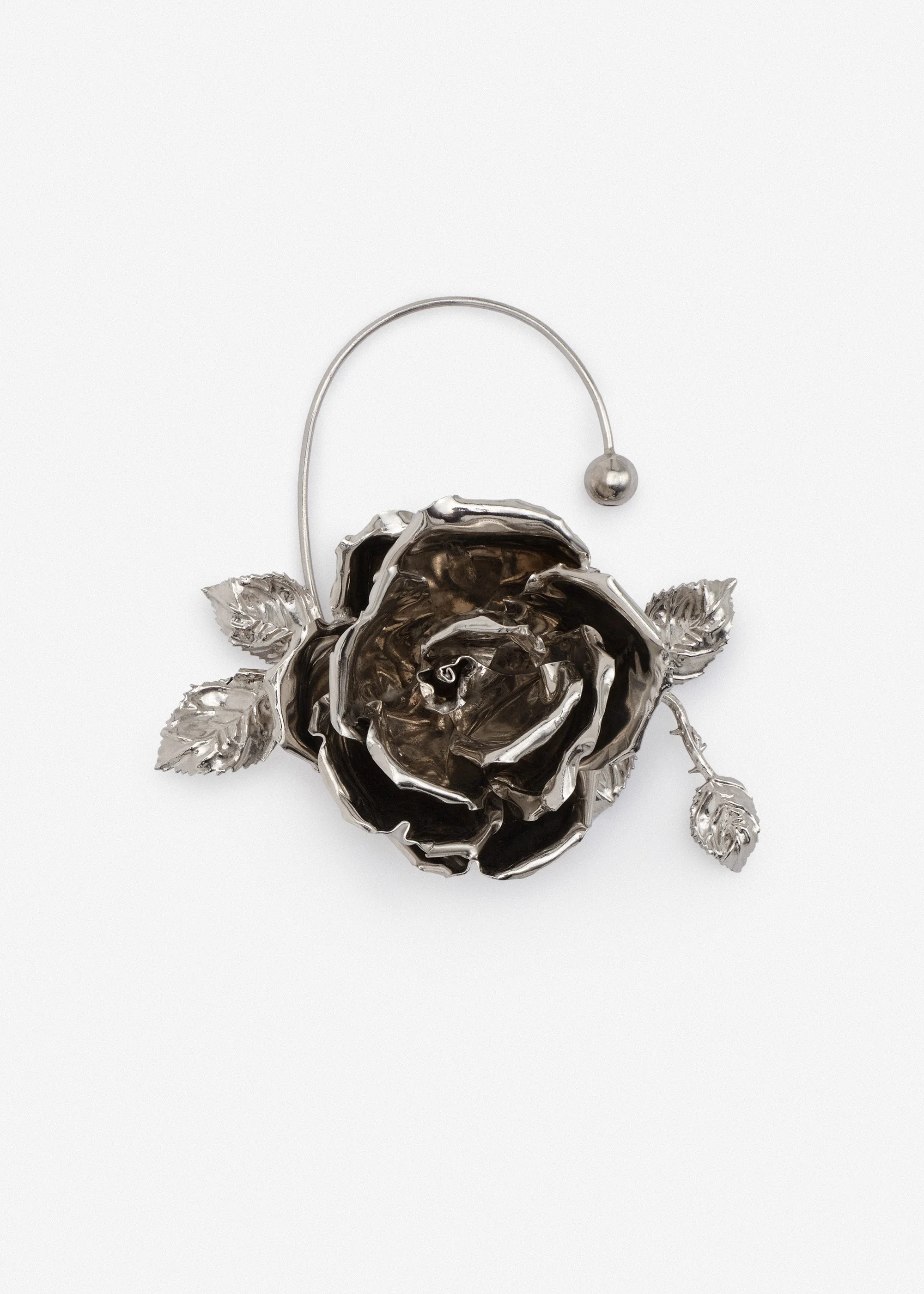 Rose ear cuff in silver - 1