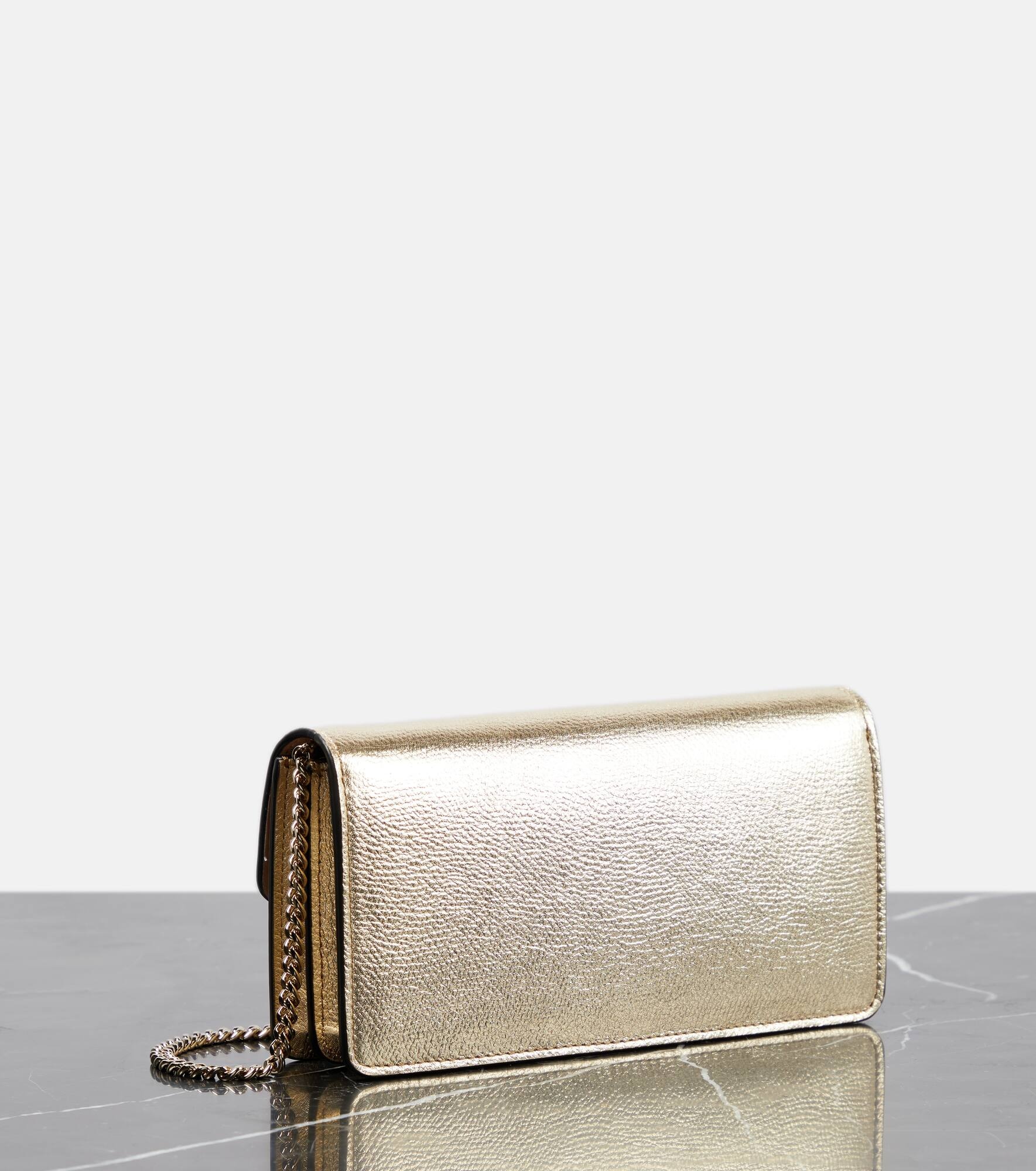 VLogo Signature Small leather wallet on chain - 4