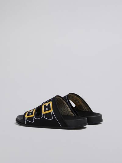 Marni BLACK TROMPE L'ŒIL JACQUARD TWO-STRAP SLIDE outlook