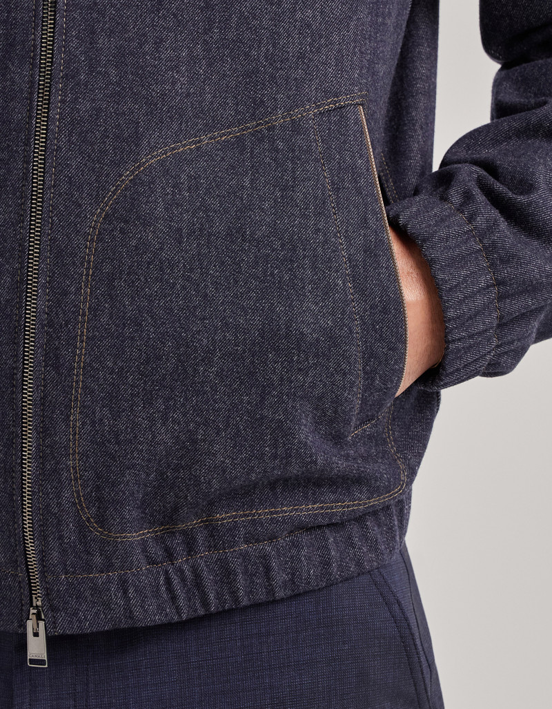BLUE BLOUSON JACKET IN 150'S WOOL WITH A DENIM EFFECT 5