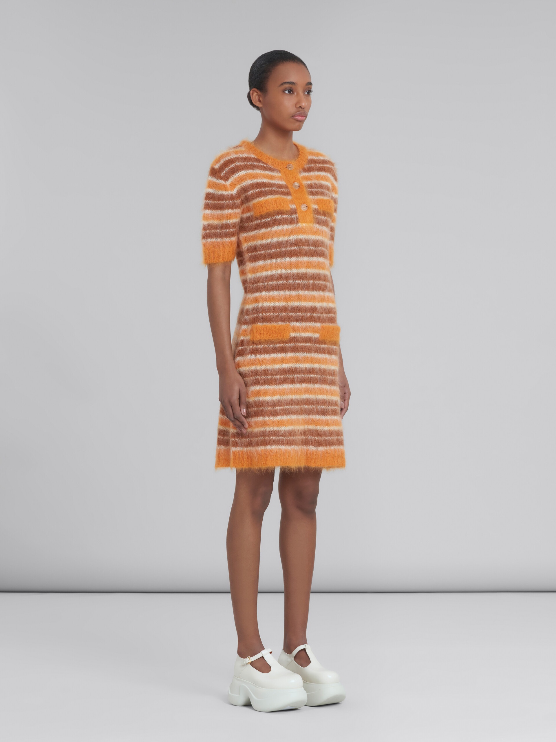 MOHAIR DRESS WITH ORANGE STRIPES - 6