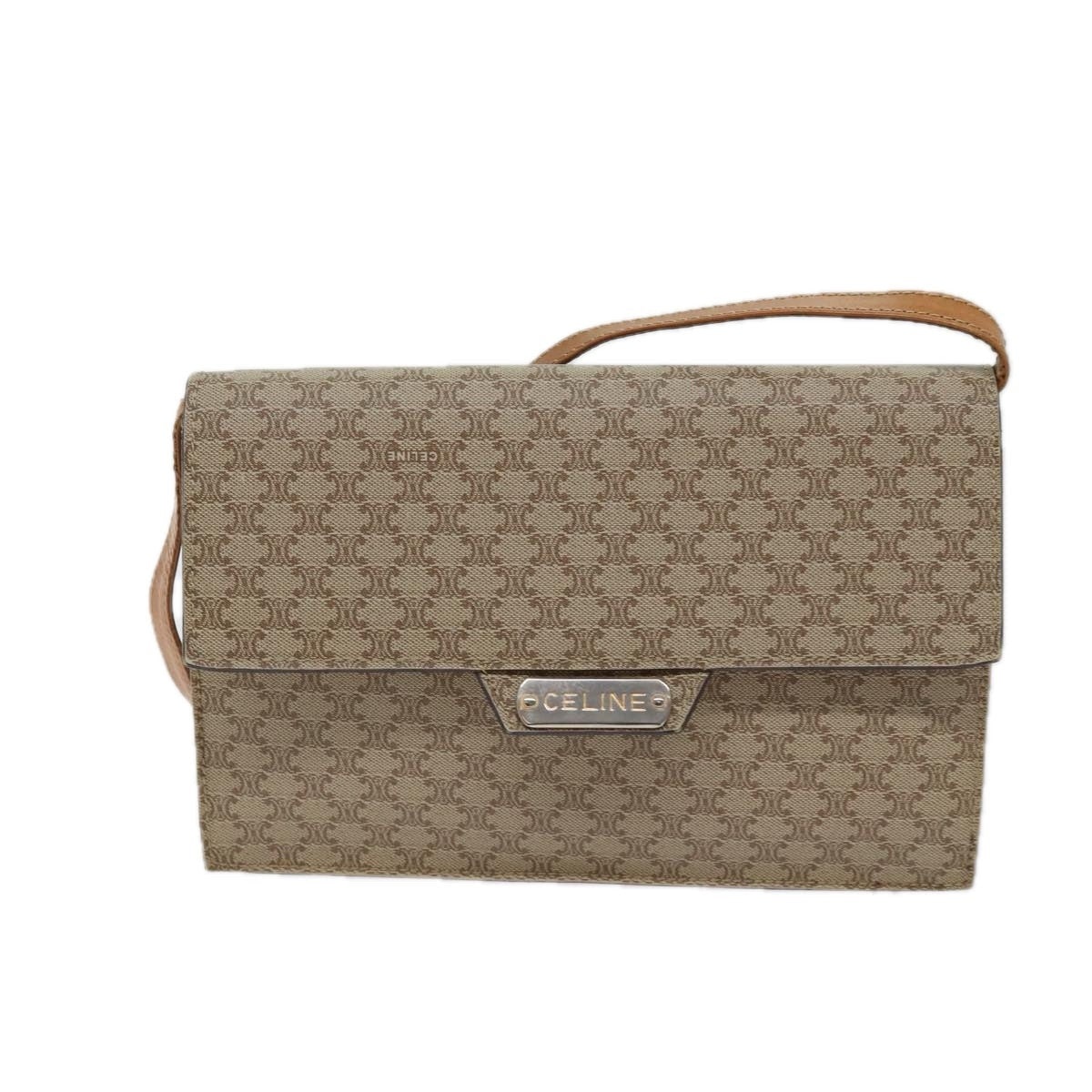 CELINE Macadam Canvas Shoulder Bag Coated Canvas Beige - 13