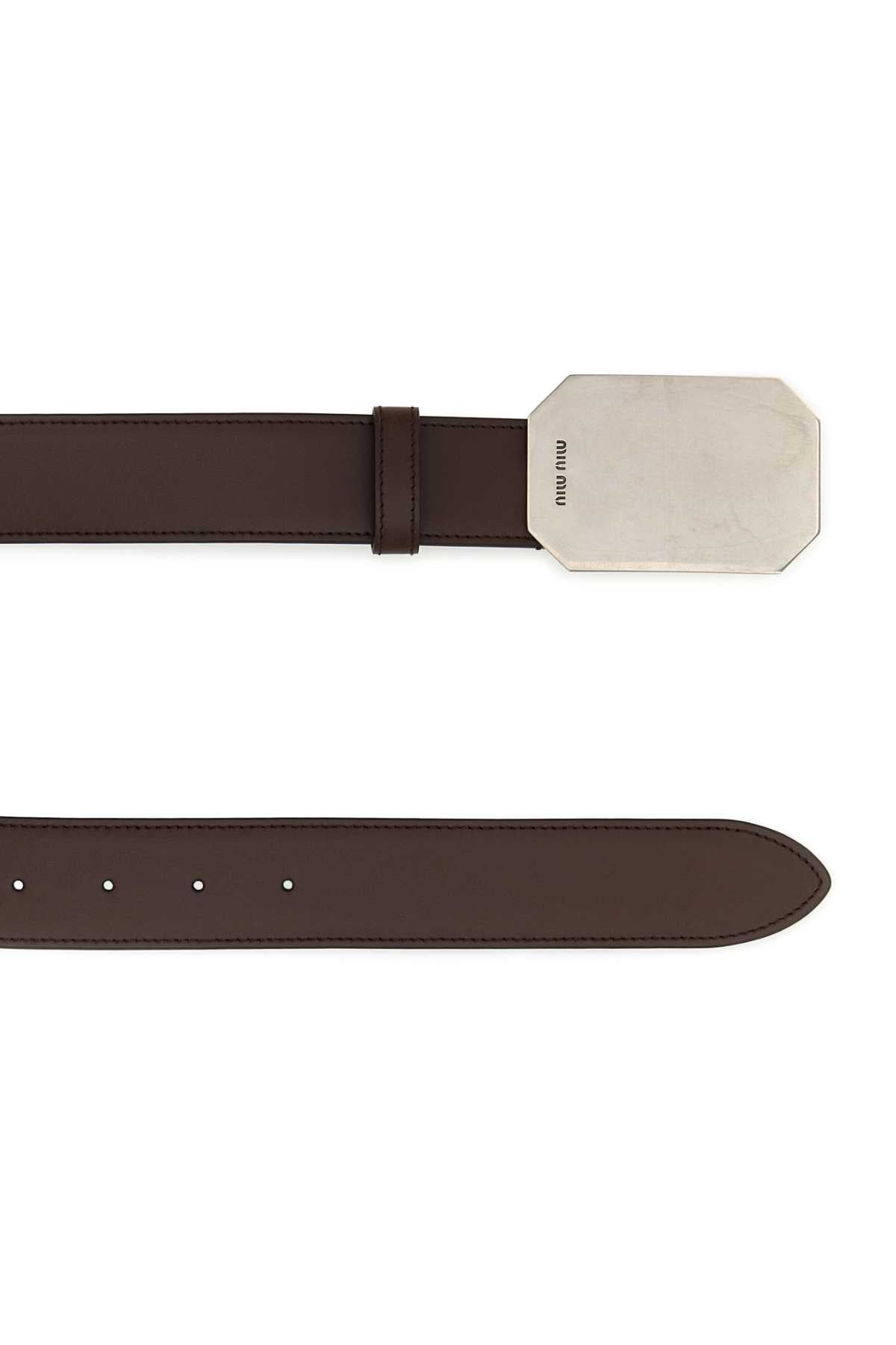 Miu Miu Women Chocolate Leather Belt - 2