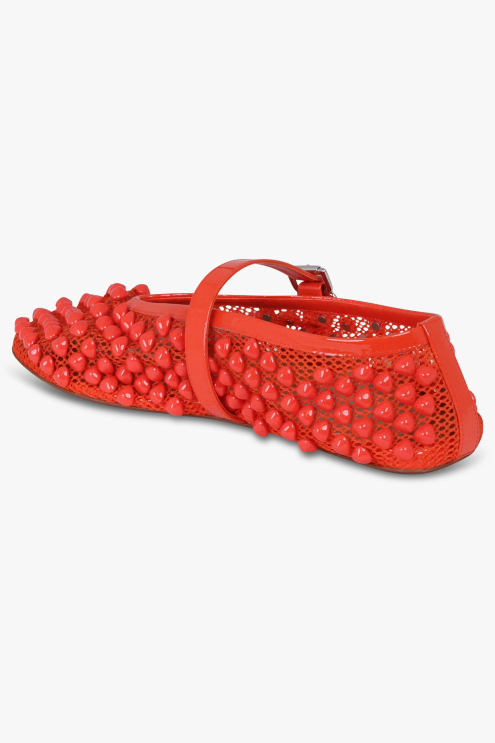 STUD FISHNET MESH BALLET FLAT | ORANGE - 3