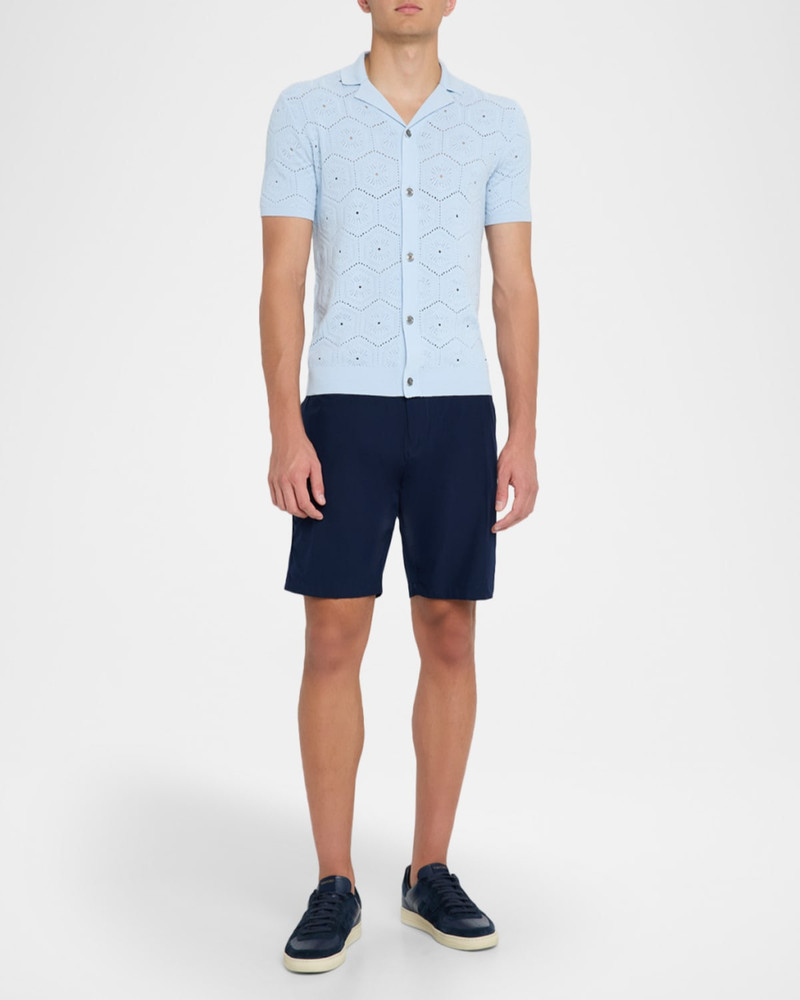 REISS Men's Royce Geometric Crochet Camp Shirt outlook