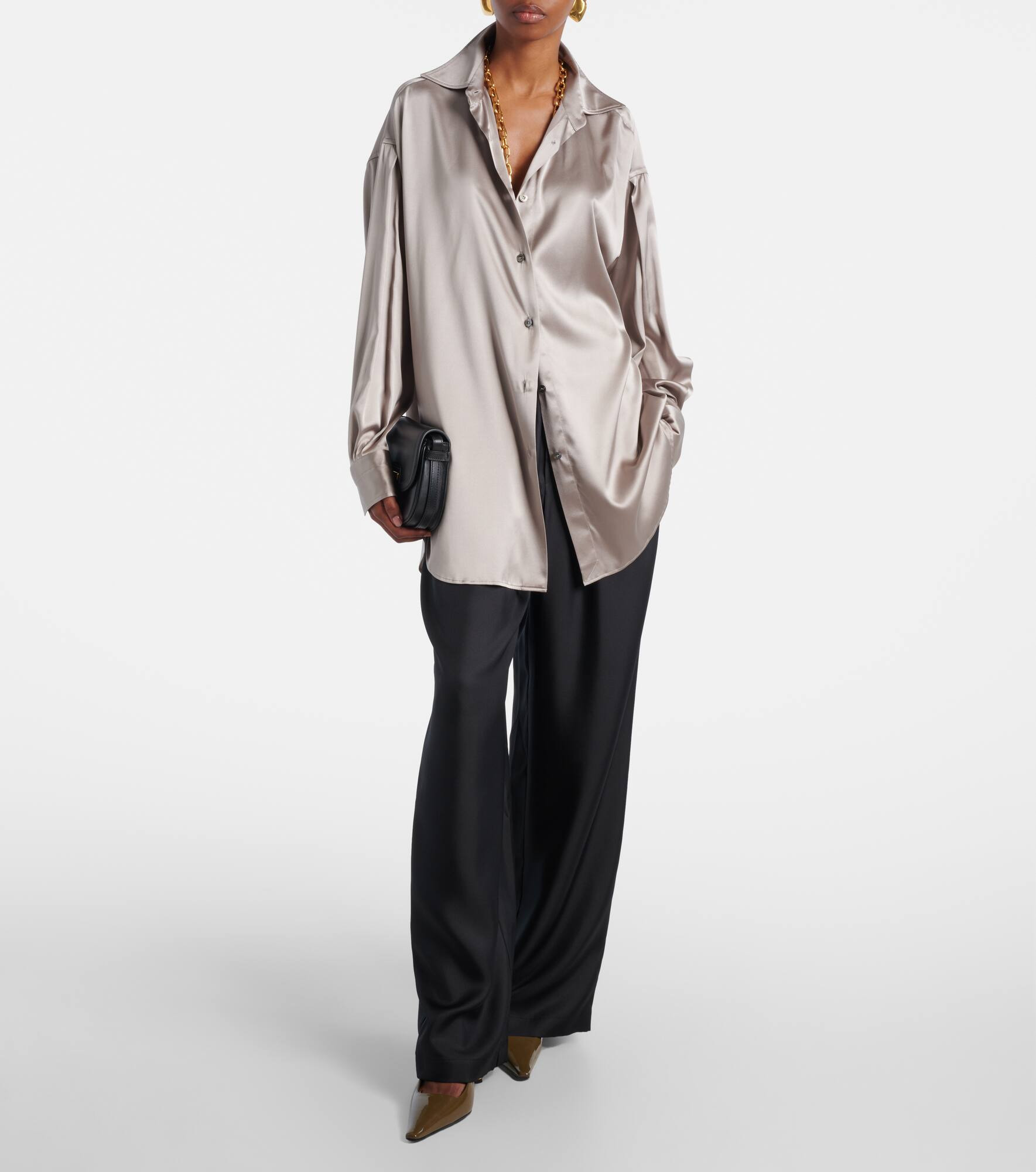 Silk-blend satin shirt - 2