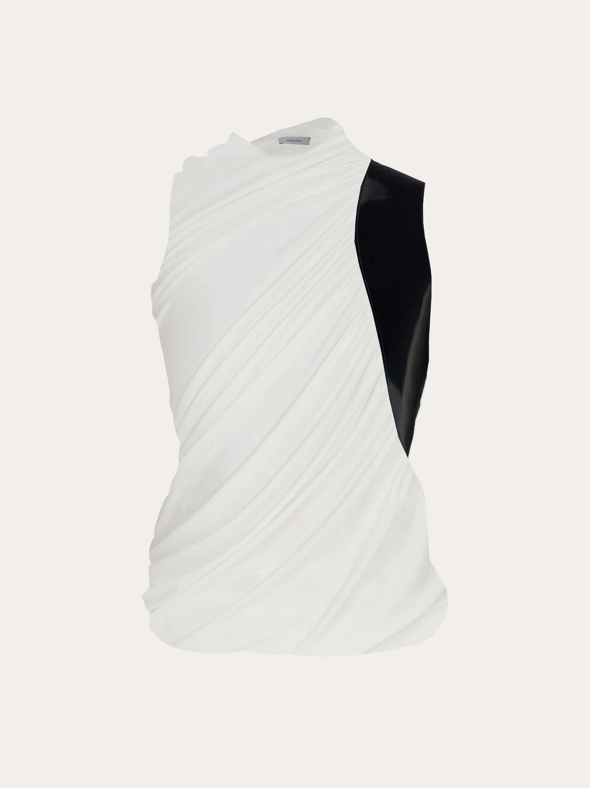 Sleeveless top with leather insert - 1