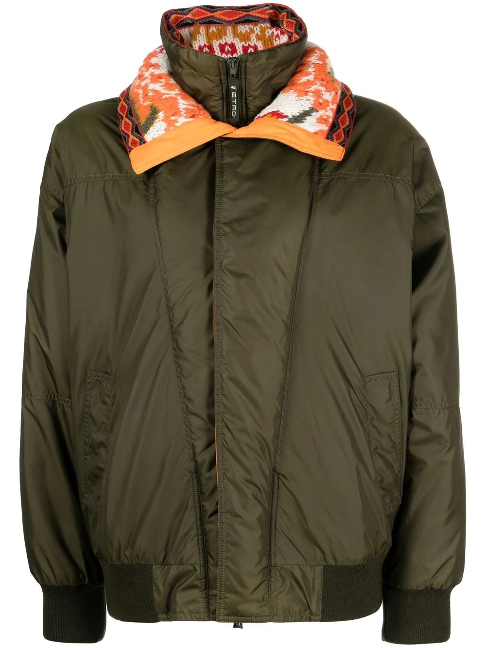 knitted-panel padded jacket - 1