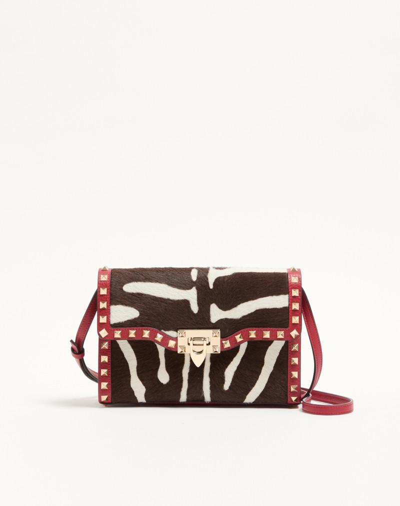 VALENTINO GARAVANI ROCKSTUD SMALL SHOULDER BAG IN PONY-EFFECT CALFSKIN 1