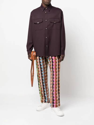 Valentino geometric monogram-print silk trousers outlook