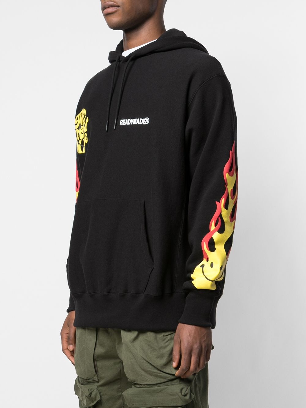 long sleeve flame print hoodie - 3