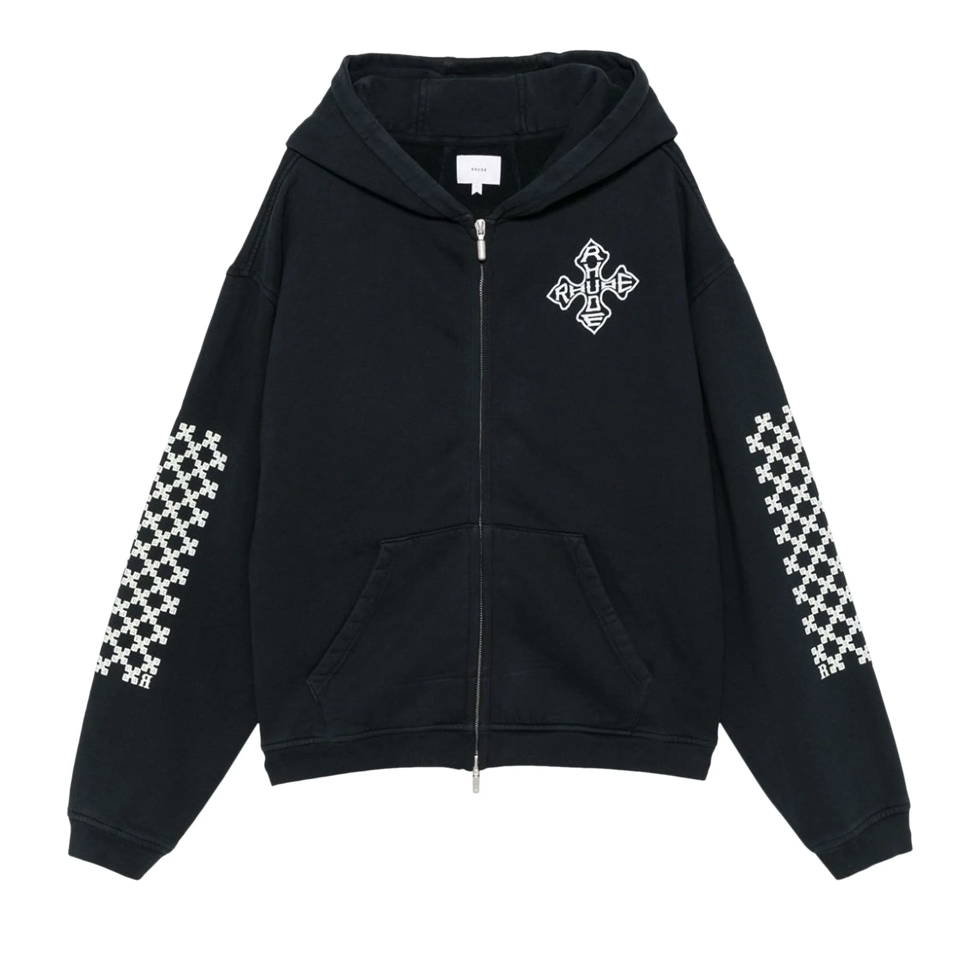 Rhude Cross Logo Zip Up Hoodie 'Vintage Black' - 1
