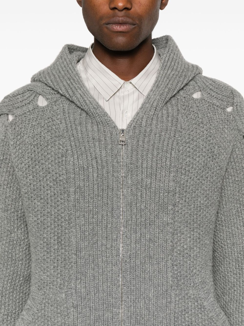 zip-up knitted hoodie - 5